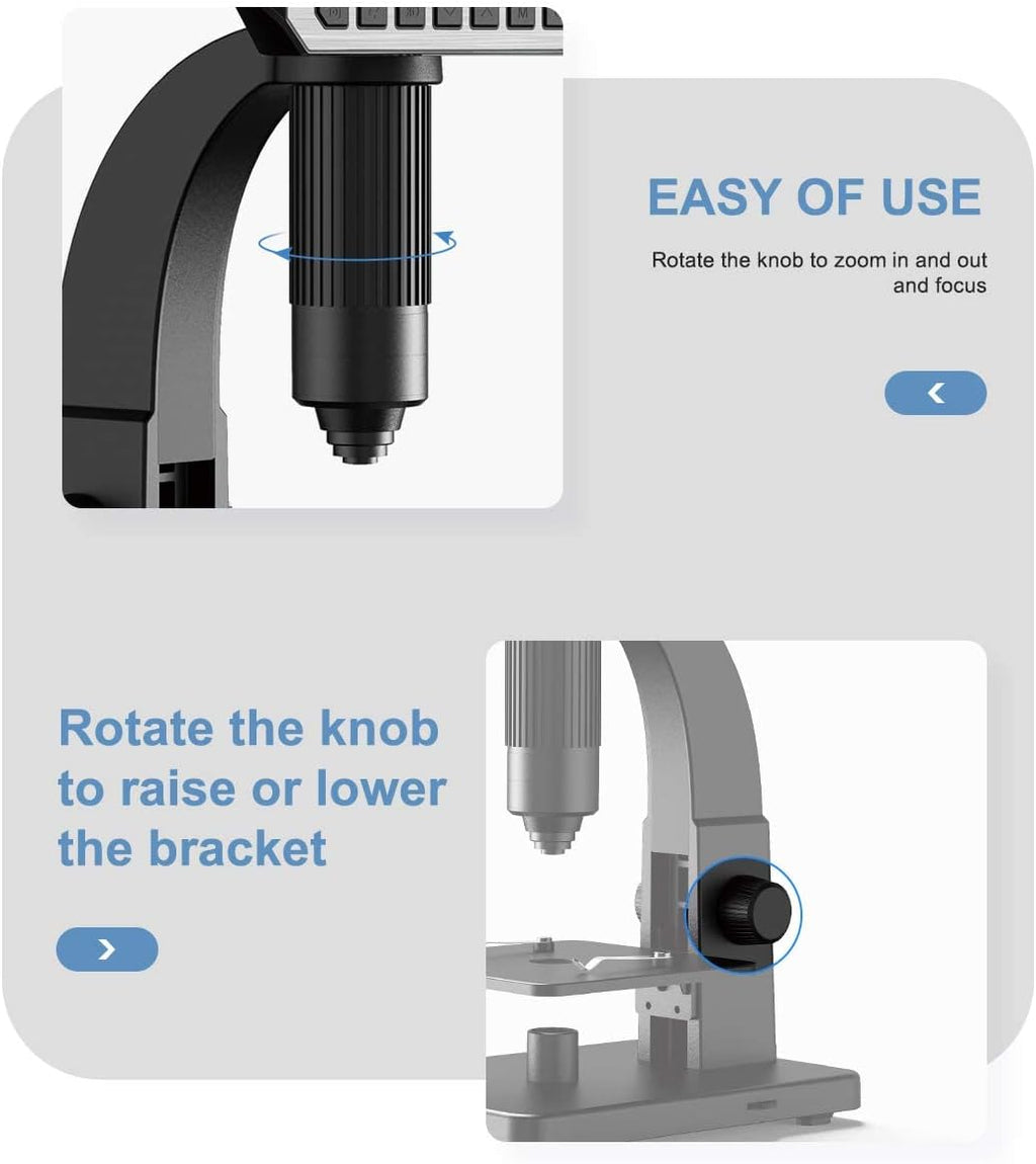 7'' IPS Display Digital Microscope with 2000X Dual Lens N253