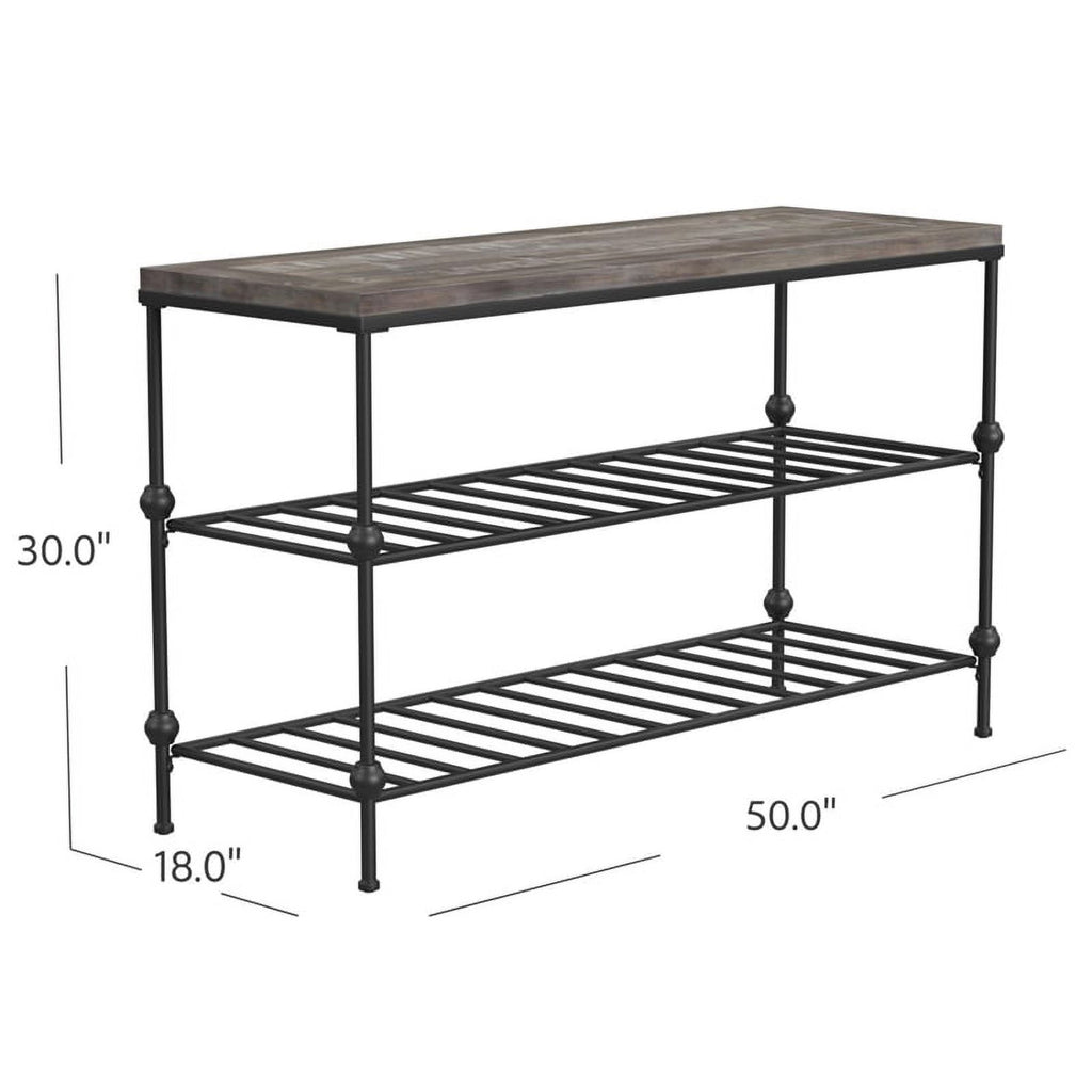 Gray Wood and Black Metal Console Table A50320