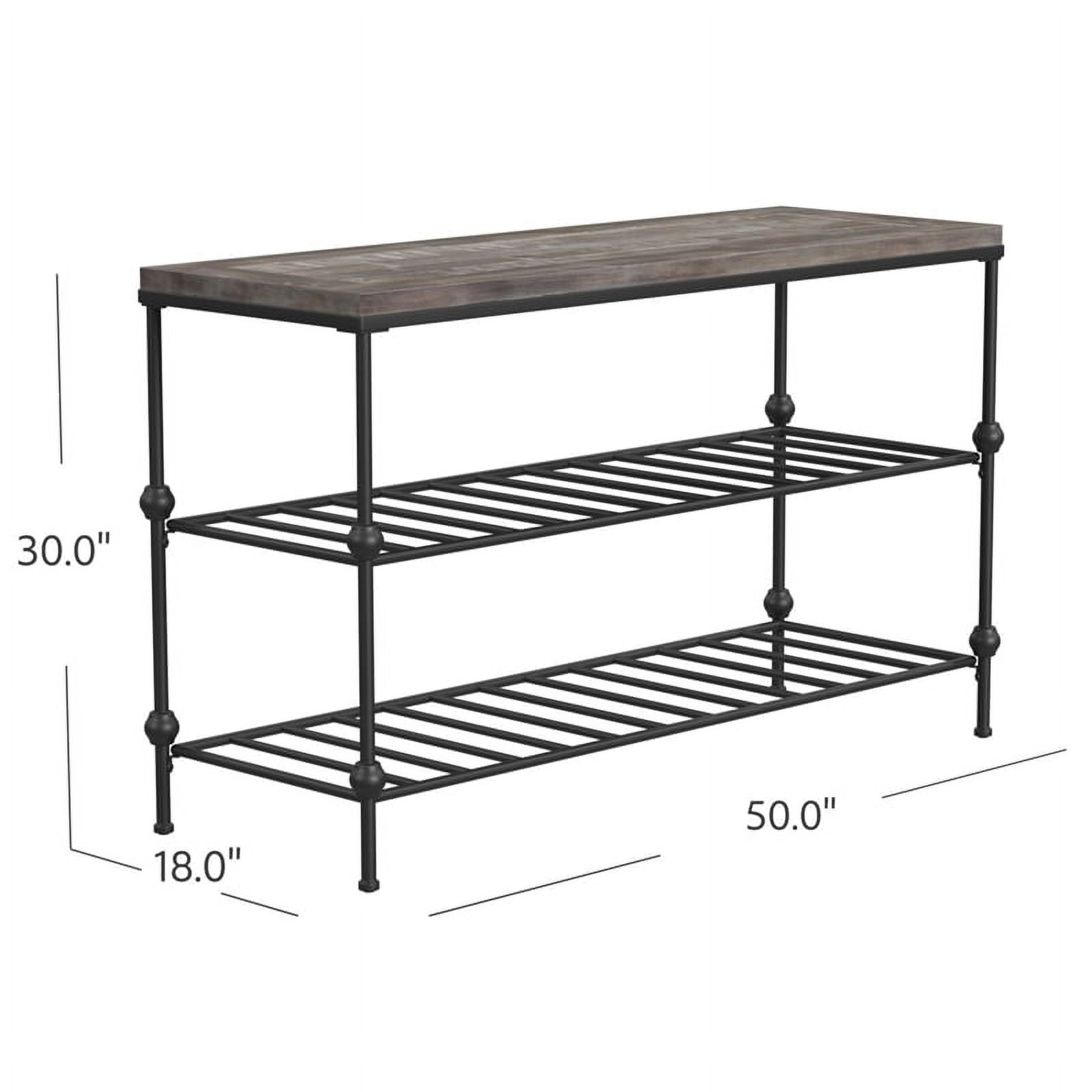 Gray Wood and Black Metal Console Table A50320