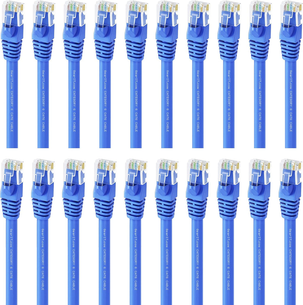 Cat 6 Ethernet Cable 3 ft (20-Pack) Blue B533
