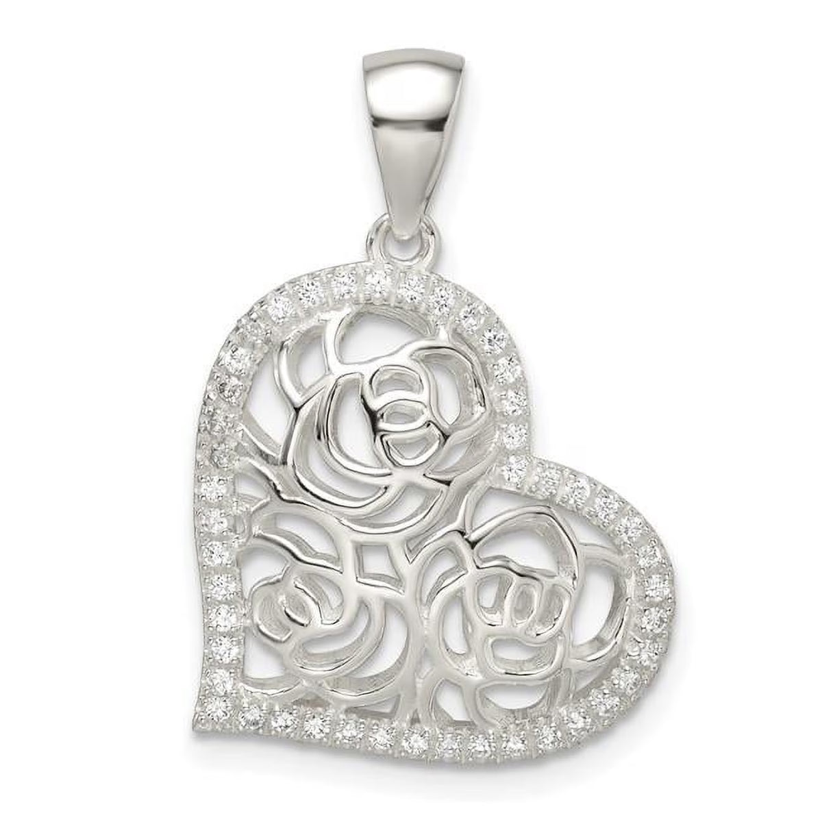 Sterling Silver CZ Heart Pendant F32811