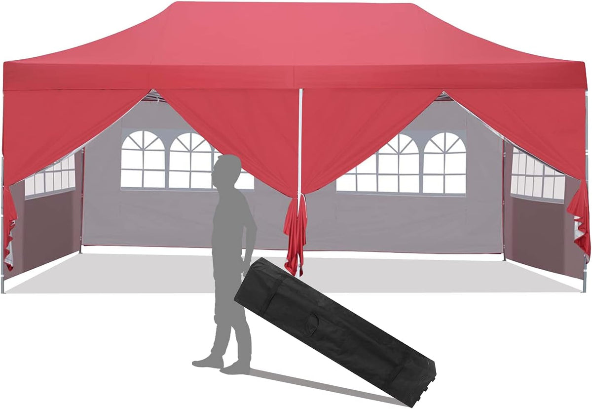 10x20 ft Pop up Canopy Tent with Removable Sidewalls and Wheeled Bag B850
