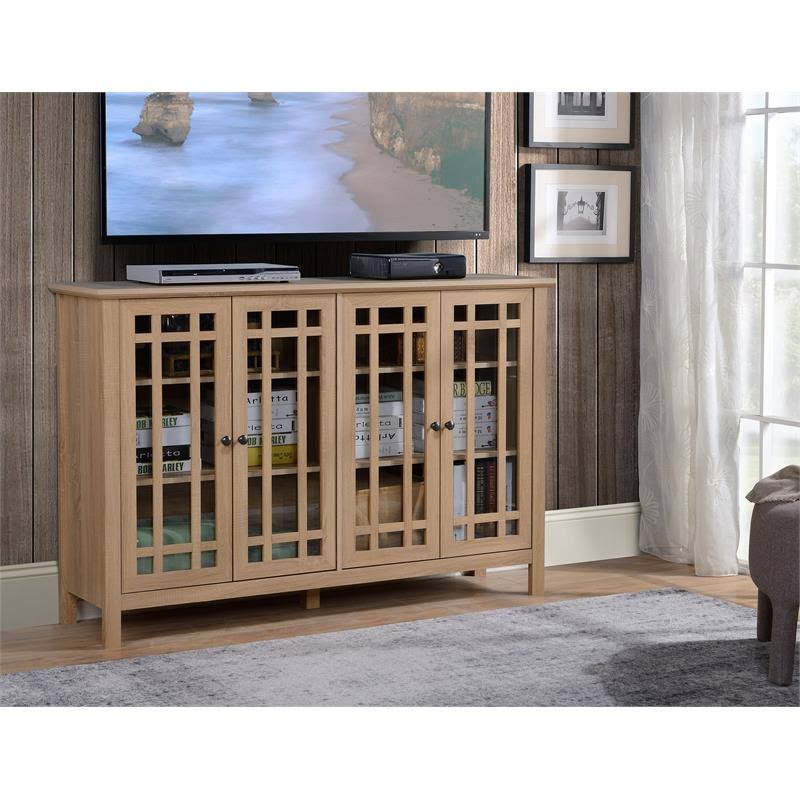 Light Oak Wood 4 Door Accent Cabinet W55543