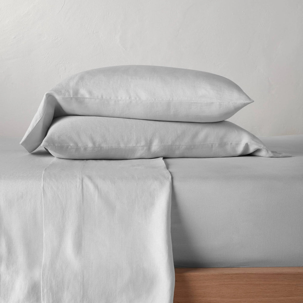 Light Gray King 100% Washed Hemp Solid Sheet Set D61788