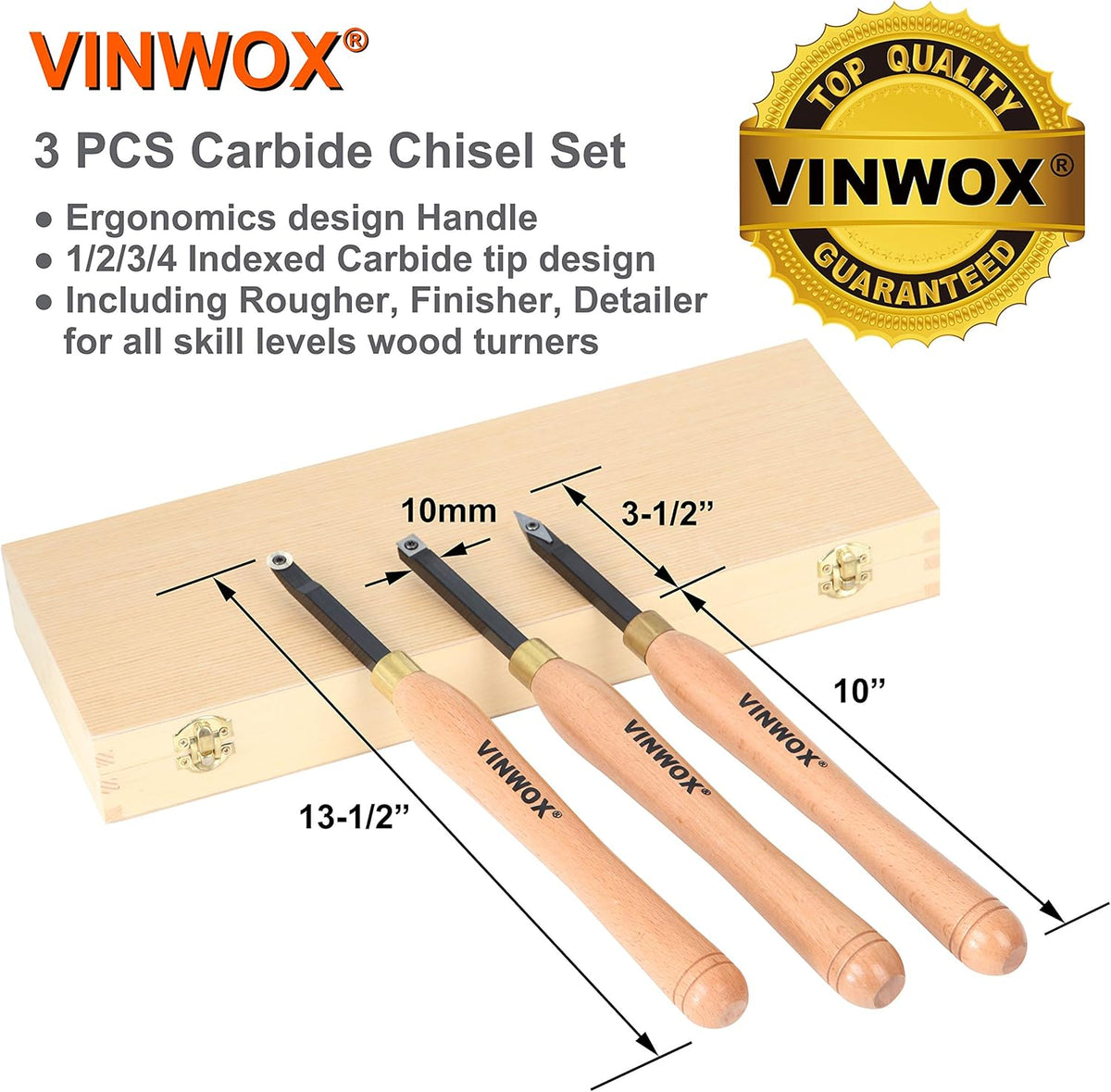 3 PCS Carbide Wood Lathe Turning Tool Set V86089