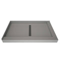 Black Double Threshold Shower Base with Center Trench Drain and Grate T954