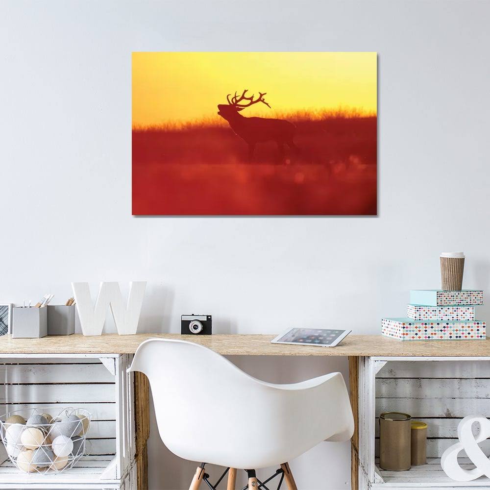 Golden Mood Deer Canvas Wall Art Prints B588705
