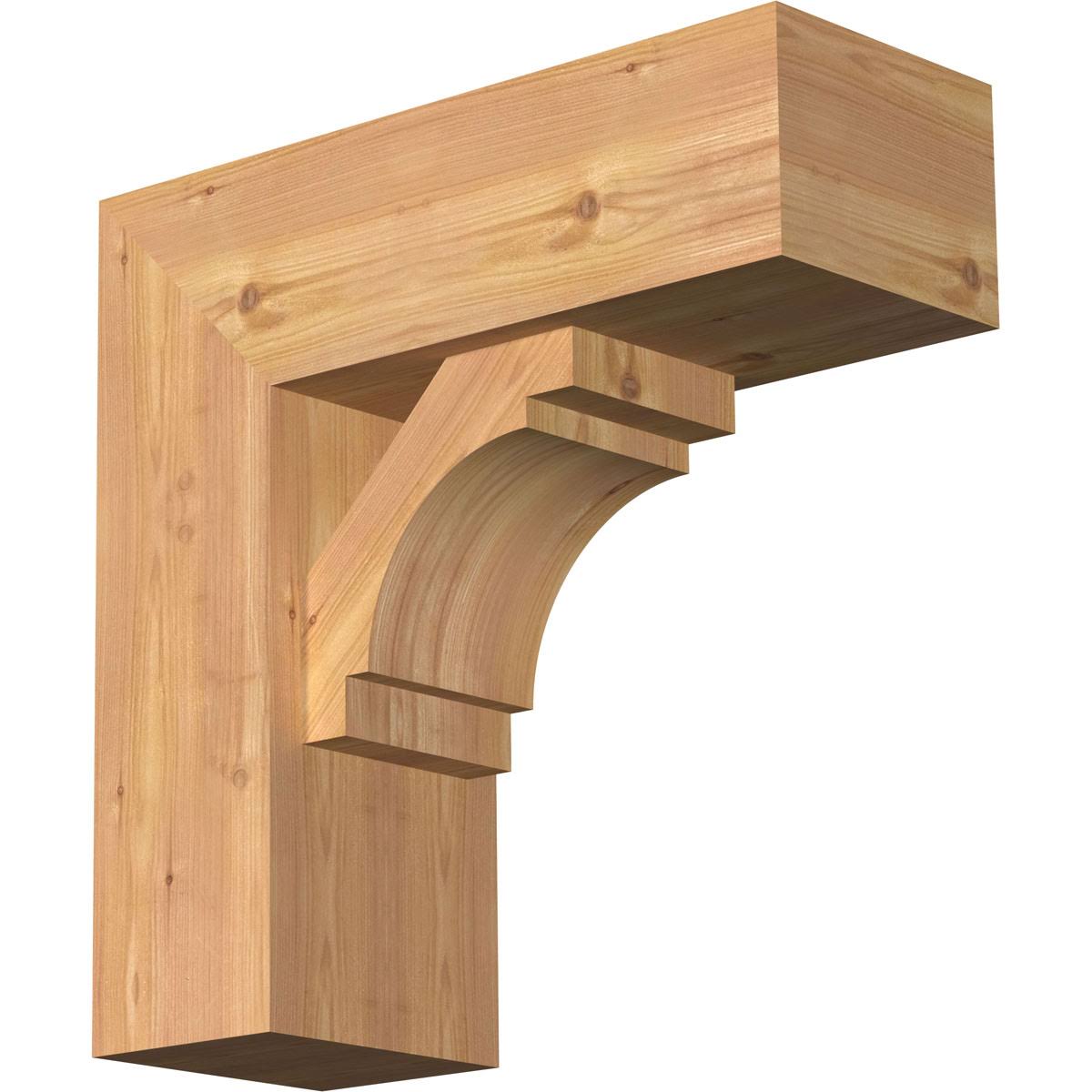 7 1/2x22W x 20x22D x 20x22H Merced Block Smooth Bracket w/ Offset Brace, Western Red Cedar D749312