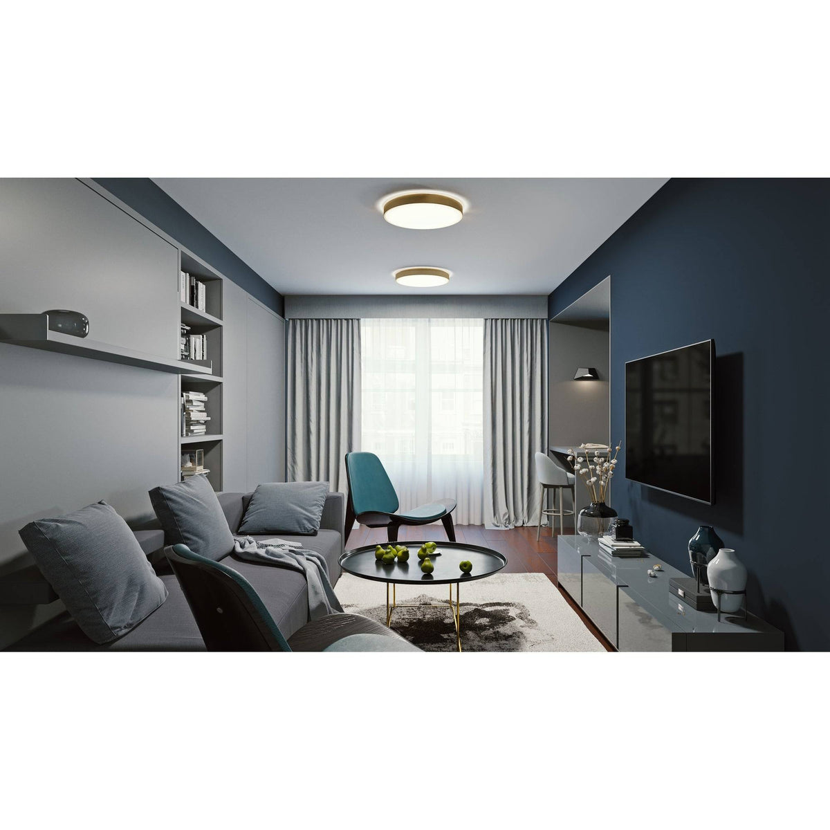 12 in. 2-Light Satin Brass LED Flush Mount H147