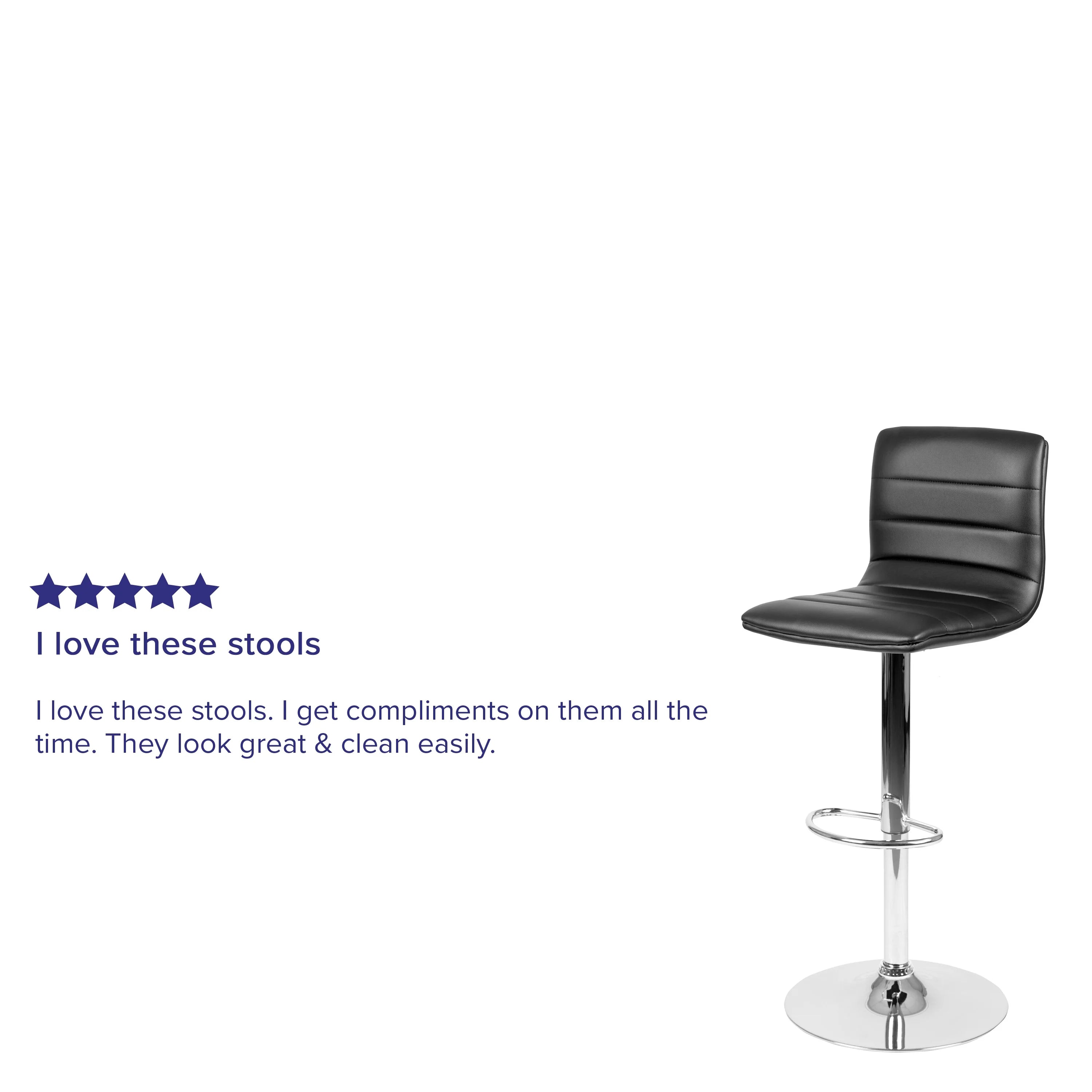 2 Pack Black Vinyl Adjustable Bar Stool with Back, Counter Height Swivel Stool J57289