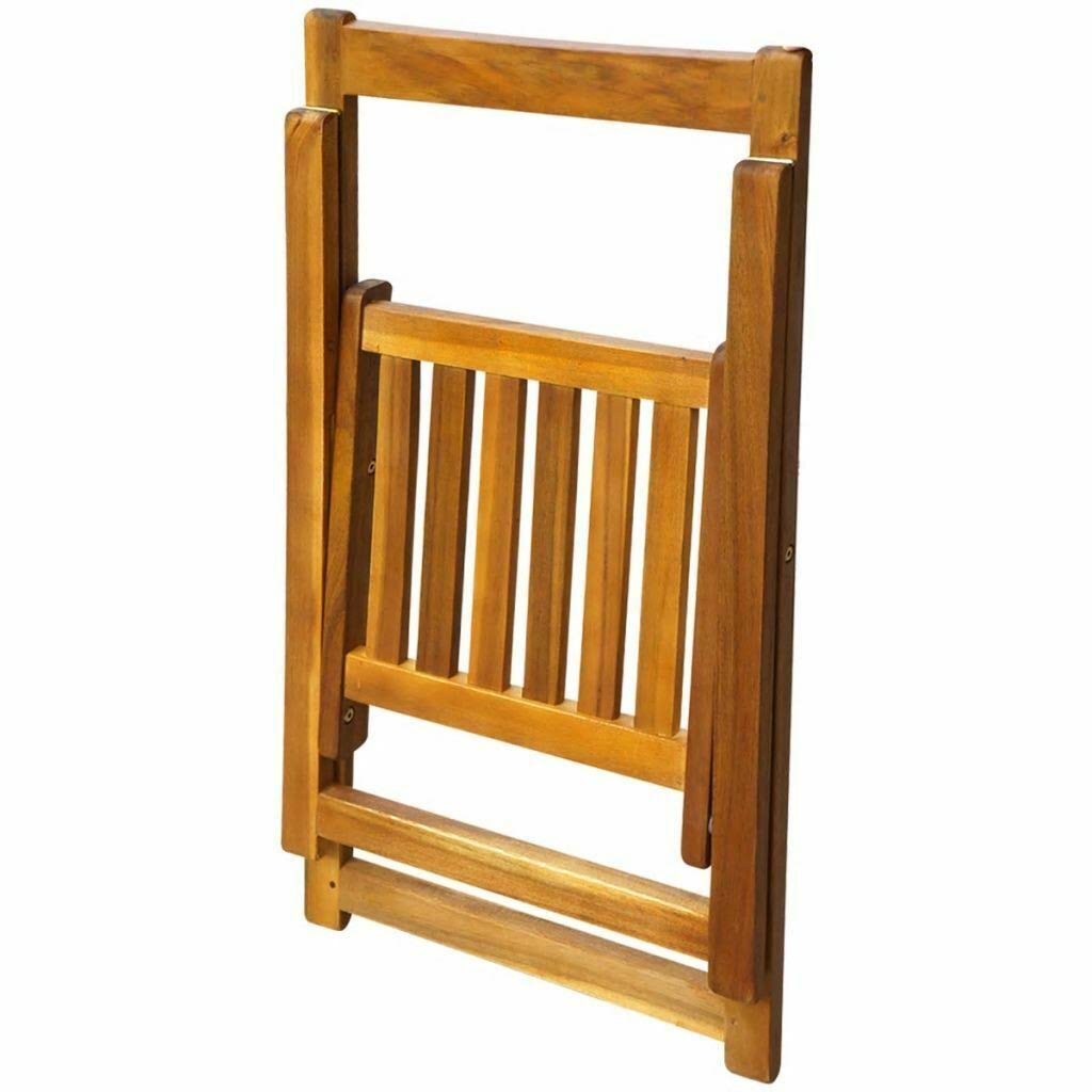 2 Pcs Solid Acacia Wood Folding Garden Chairs J665985