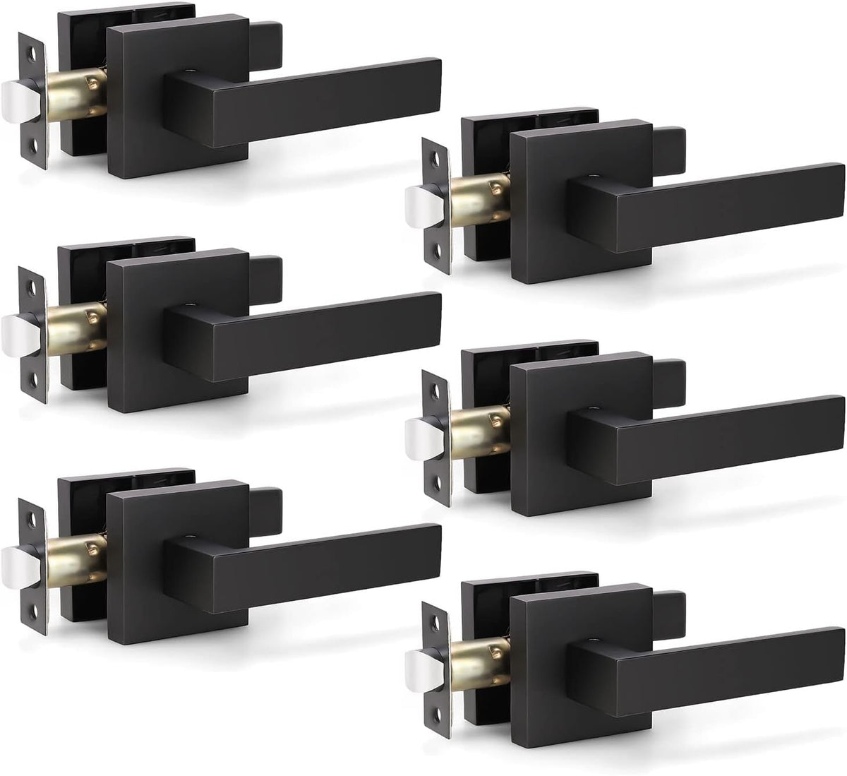 Matte Black 8 Pack Interior Door Lever Handles X840306