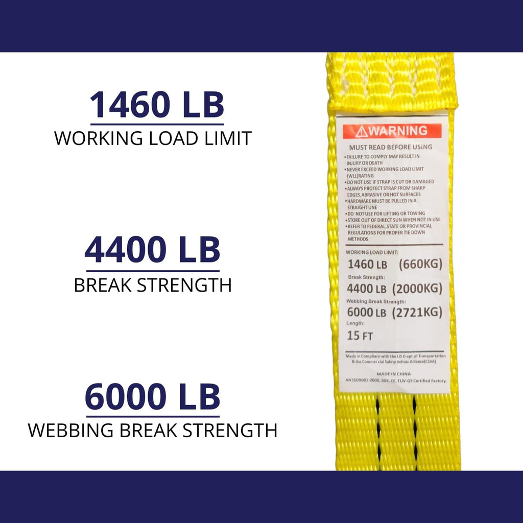 10 Pack 1.5" x15' Ratchet Strap 4400 lbs L17349