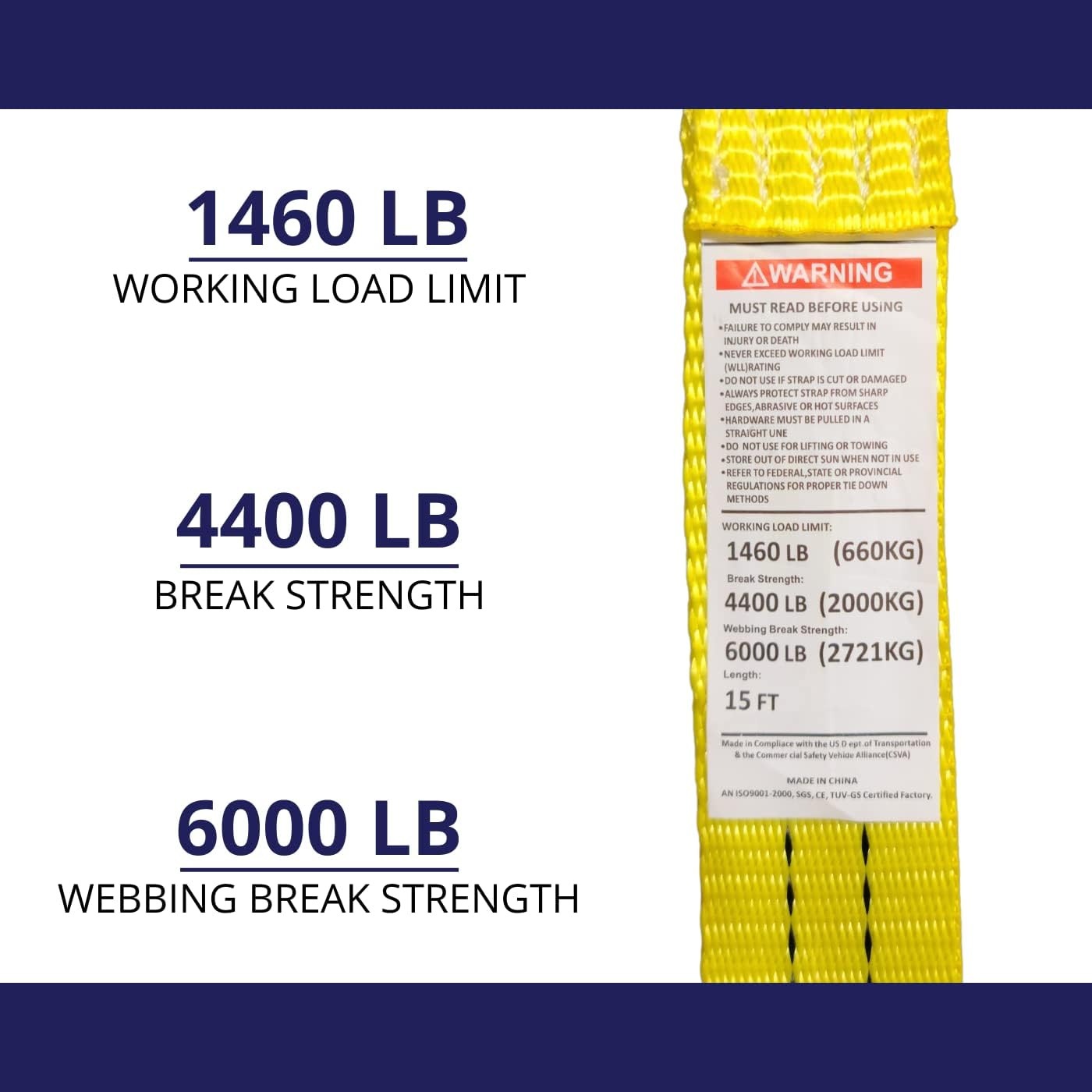 10 Pack 1.5" x15' Ratchet Strap 4400 lbs L17349