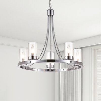 5 Light Candle Style Wagon Wheel Chandelier Y66541