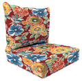 Colsen Berry Red Floral Rectangular Outdoor Deep Seating Chair Seat and Back Cushion with Welt R610