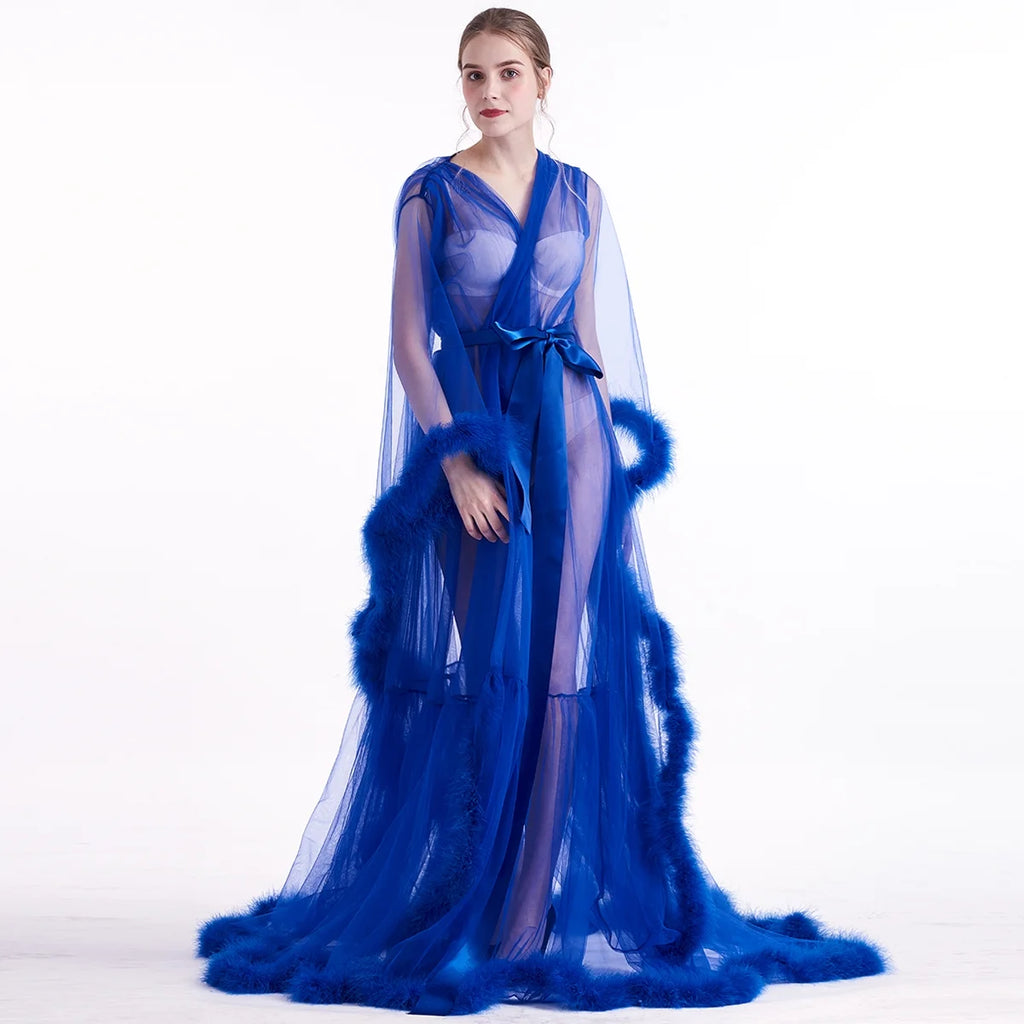 Sheer Long Tulle Robe B71331