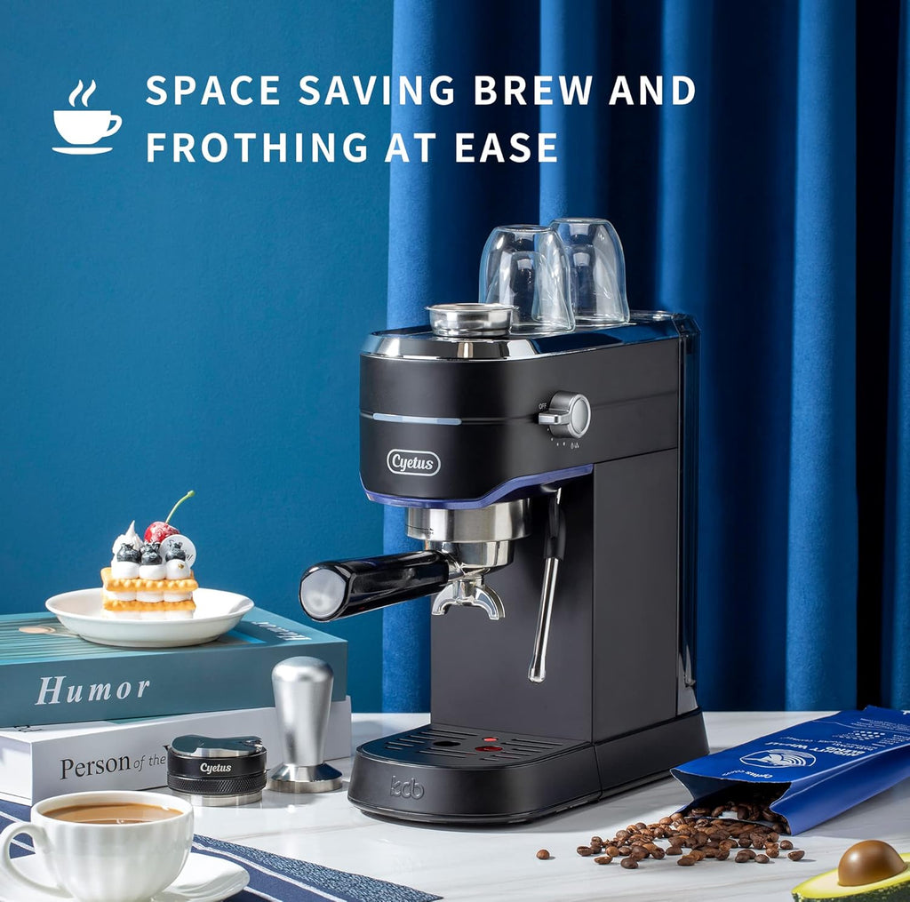 Black Espresso Machine with Milk Steam Frother Wand R87764