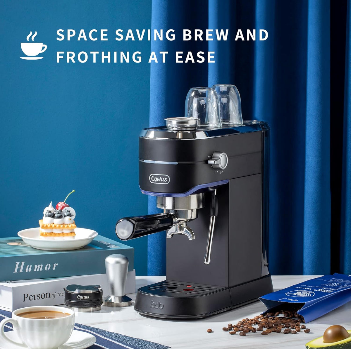 Black Espresso Machine with Milk Steam Frother Wand R87764