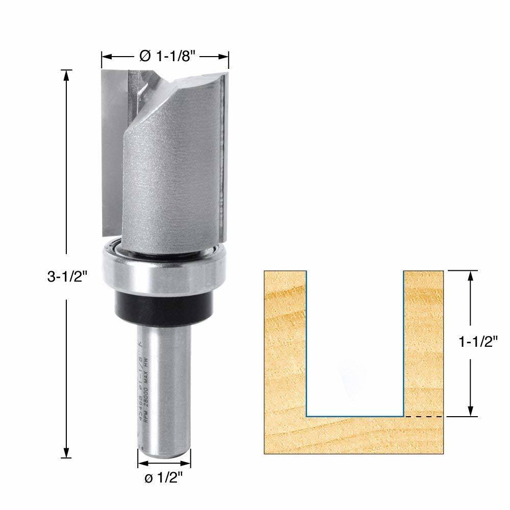 Carbide Tipped Flush Trim Plunge Template Bit, 1-1/8x22 A521