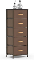 5 Drawer Fabric Dresser Tower, Dark Gray R68785