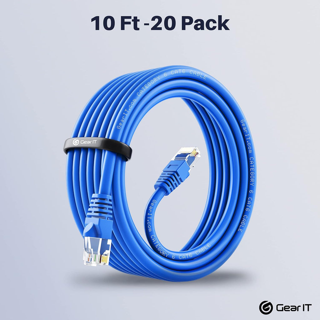 Cat 6 Ethernet Cable 3 ft (20-Pack) Blue B533