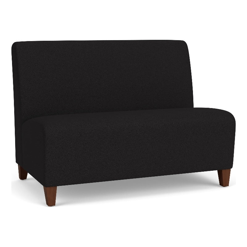 Walnut/Black Fabric Lounge Armless Loveseat O868