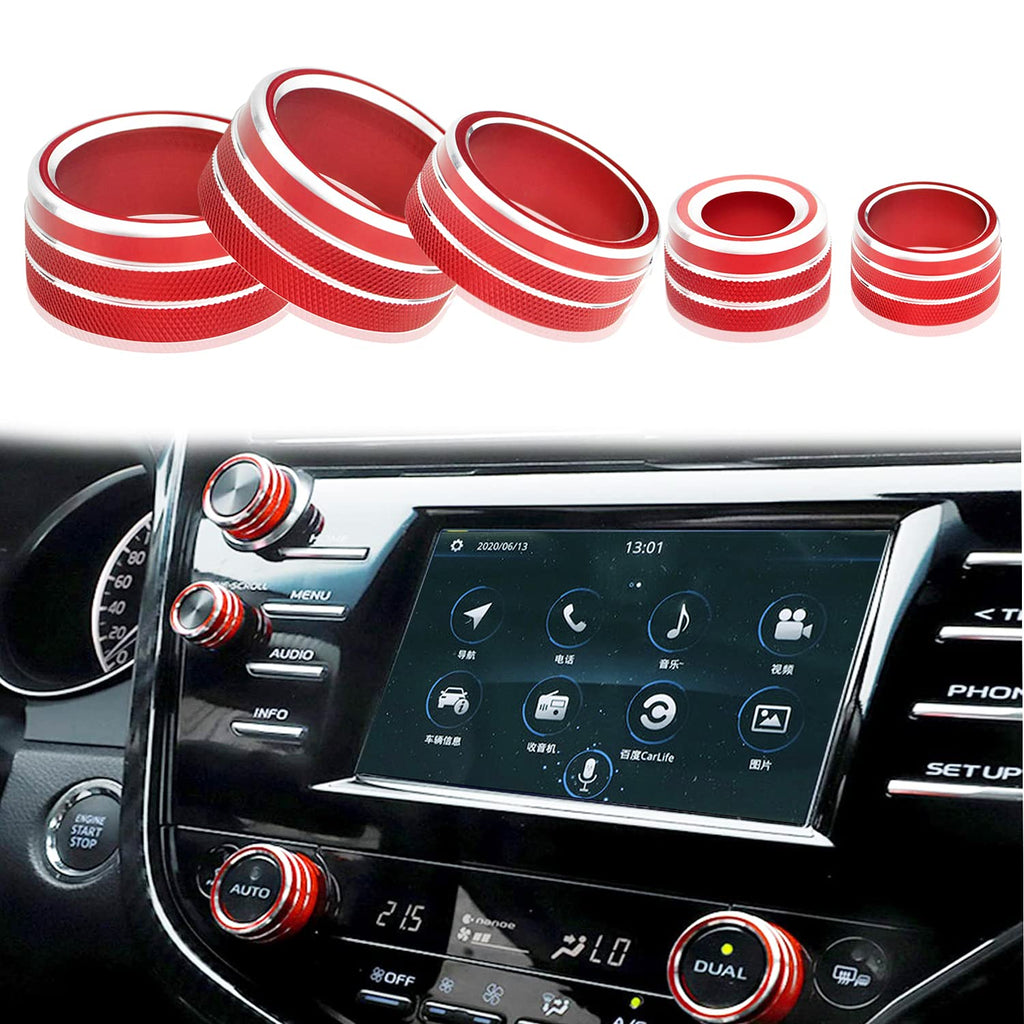 Orange 5PCS Center Console Knobs Cover Trim Decor A5640