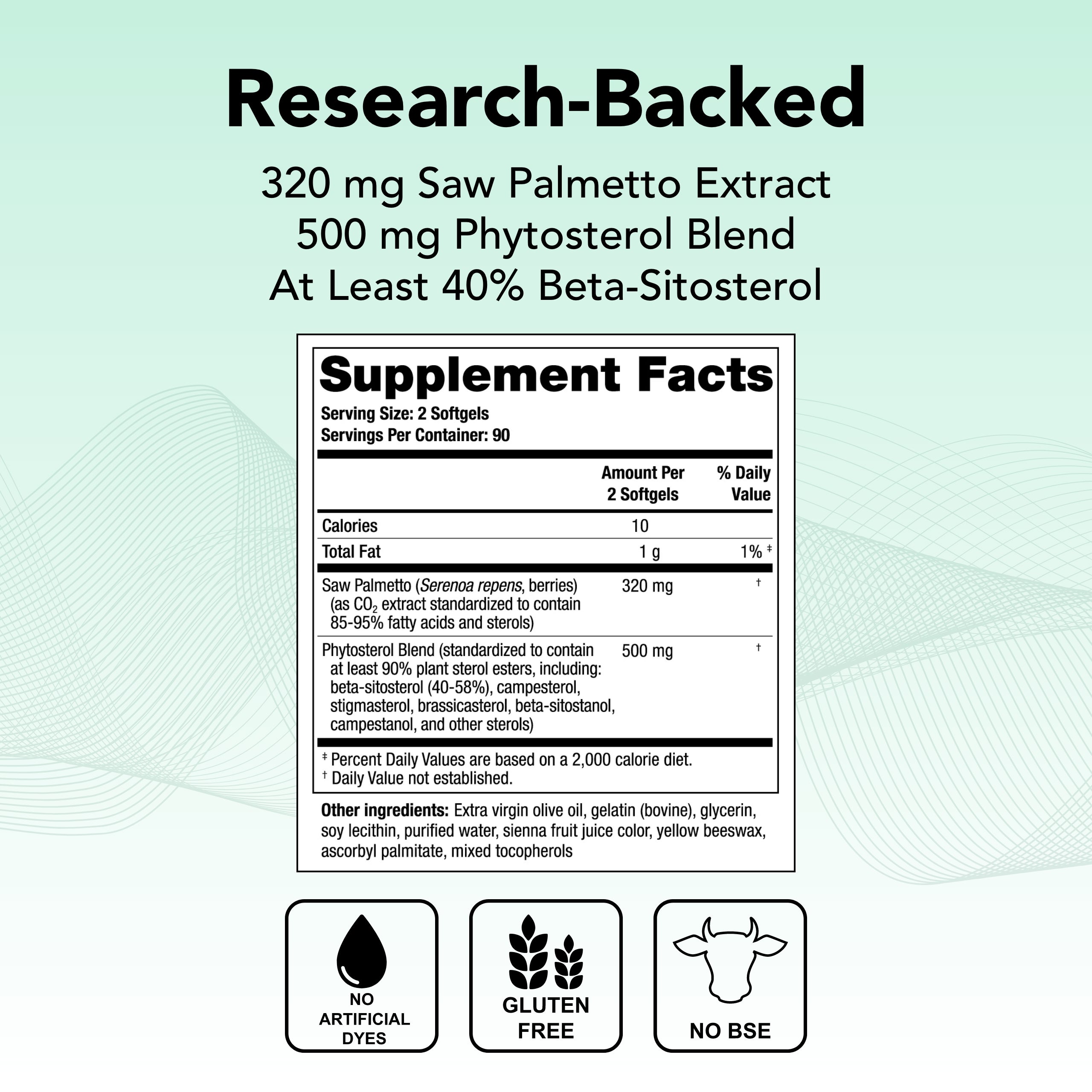 Saw Palmetto & Beta-Sitosterol Supplement, 180 Softgels J824