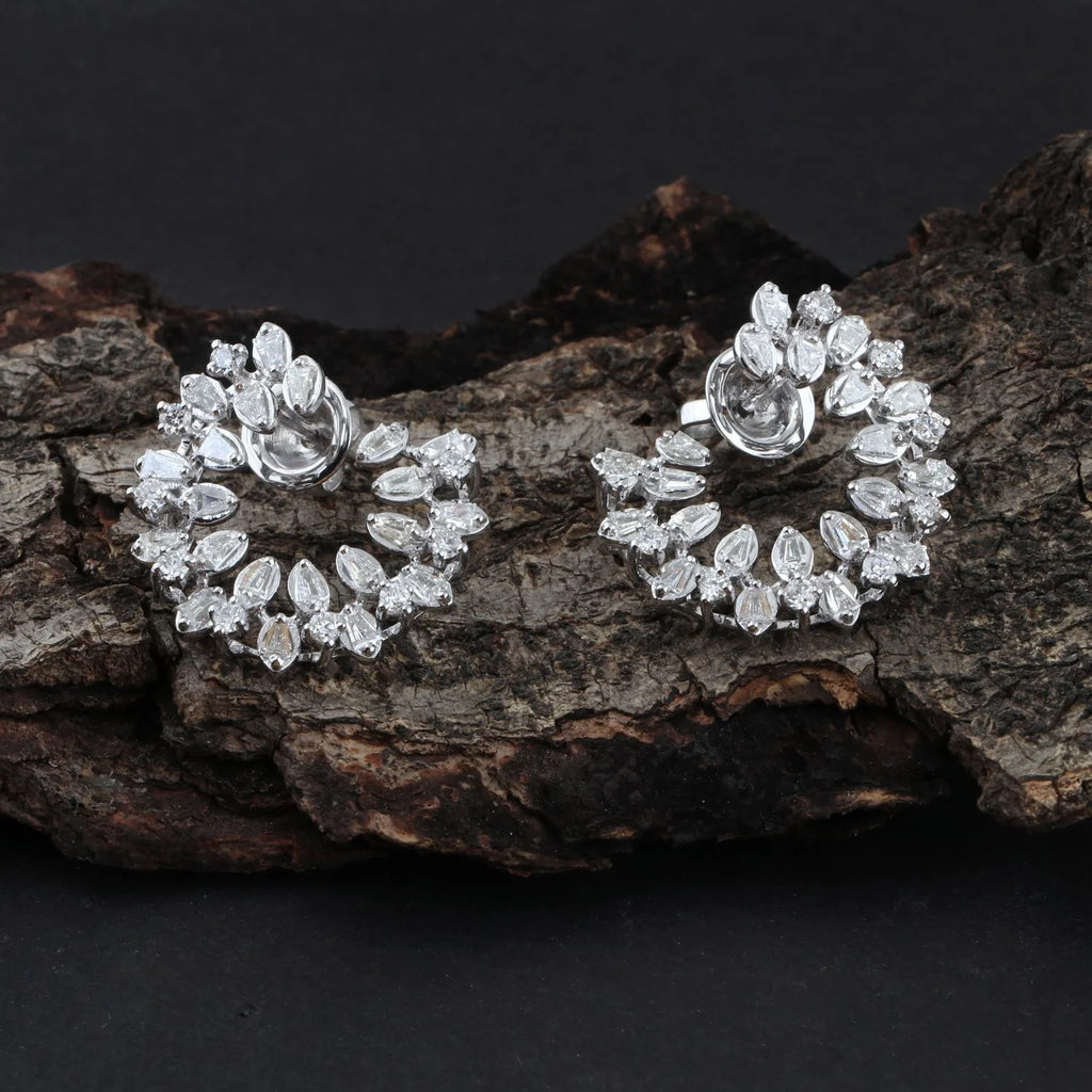 18K White Gold Baguette Diamond Stud Earrings R506234