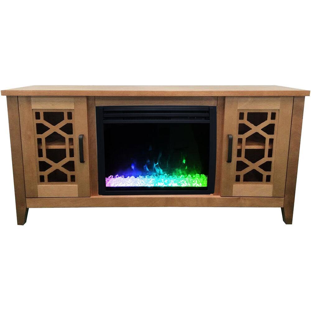Mahogany Electric Fireplace with Multi-Color Crystal Insert R9978