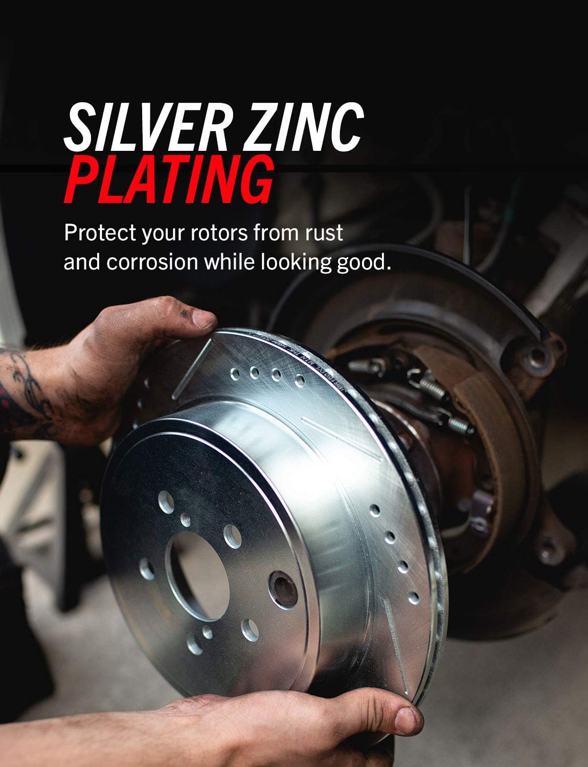 Front Z36 Carbon Fiber Ceramic Brake Pads and Drilled Slotted Brake Rotors C7901