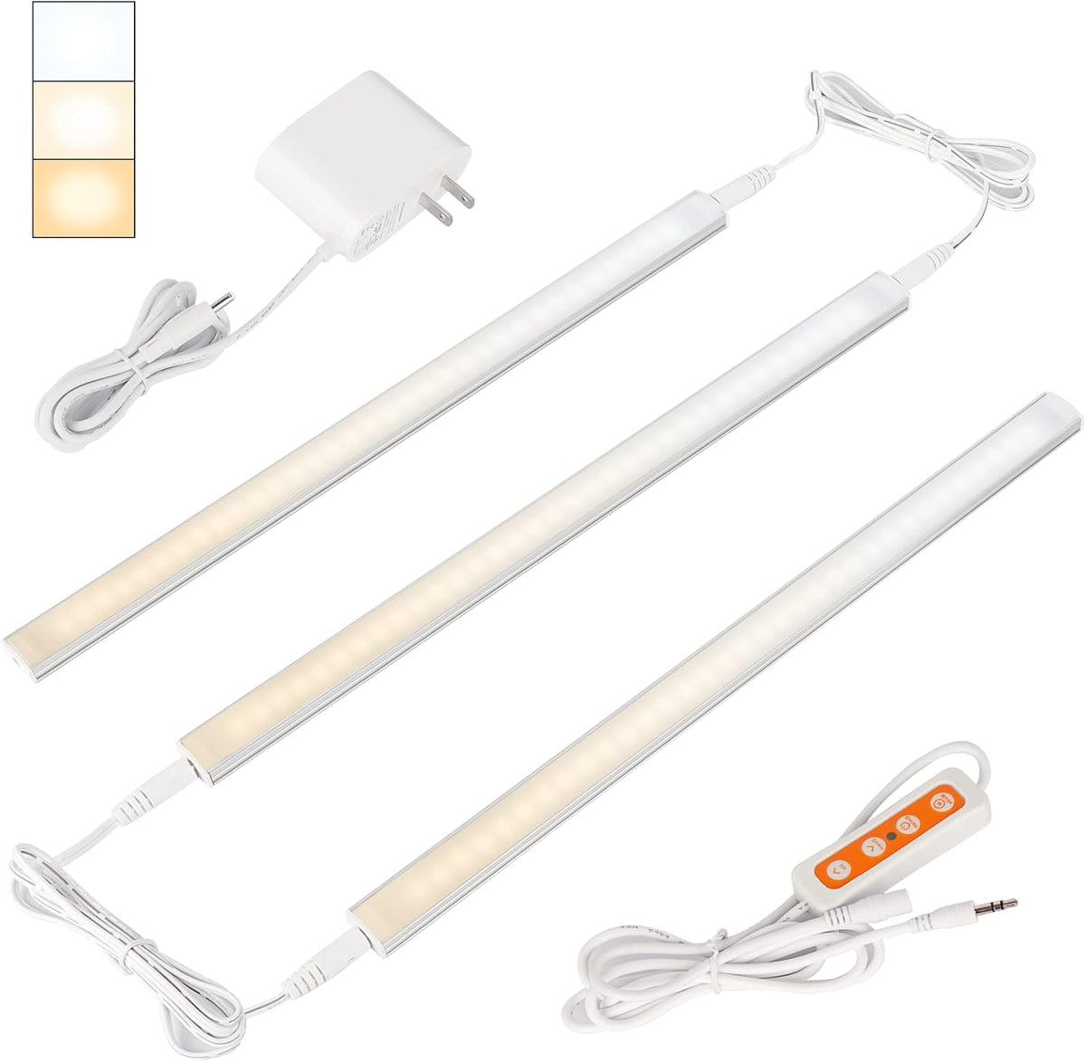 Dimmable LED Under Cabinet Light Bar, Daylight White 4000K, 3 Pcs 12 Inch, Plug in, Pack of 2 Z23879