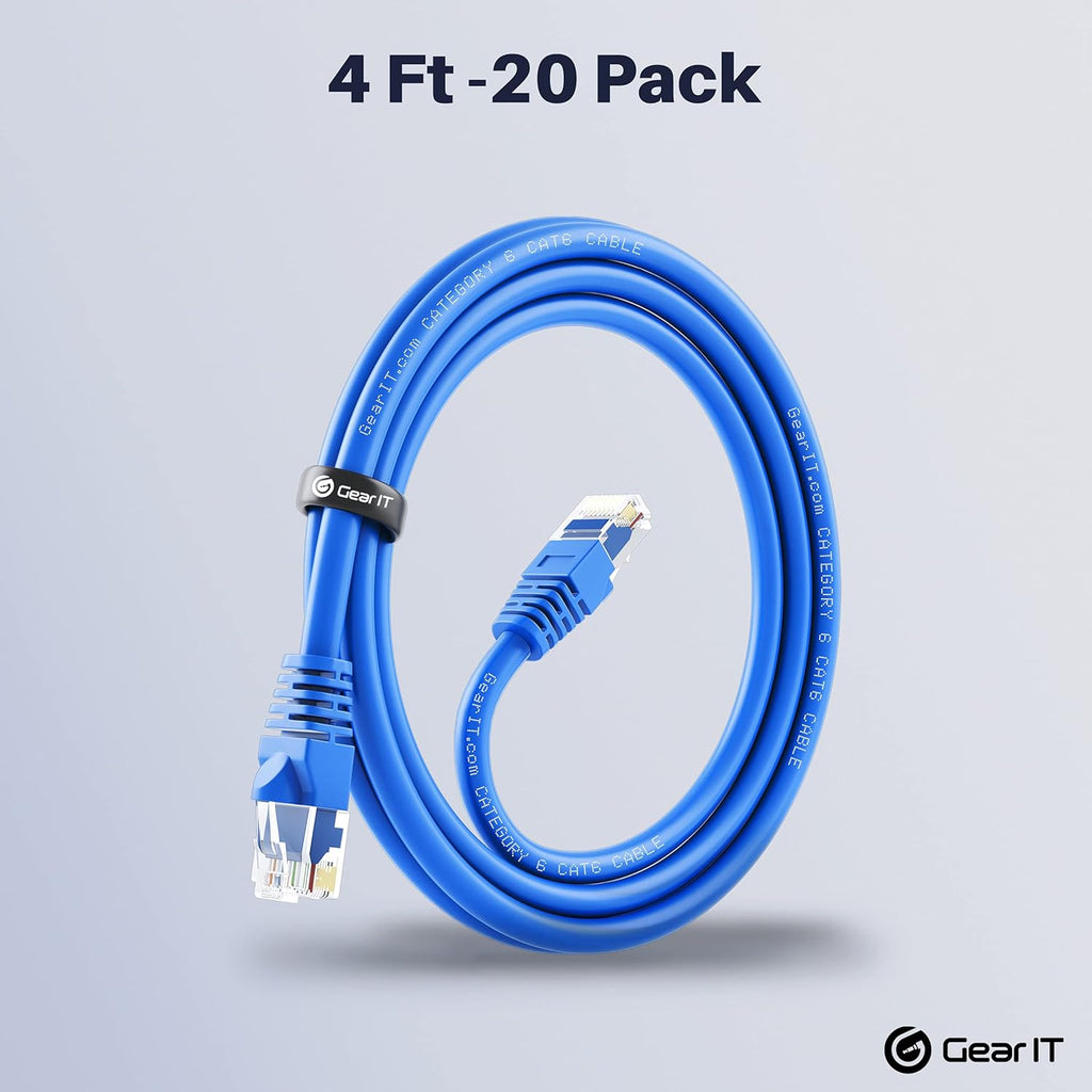 Cat 6 Ethernet Cable 3 ft (20-Pack) Blue B533