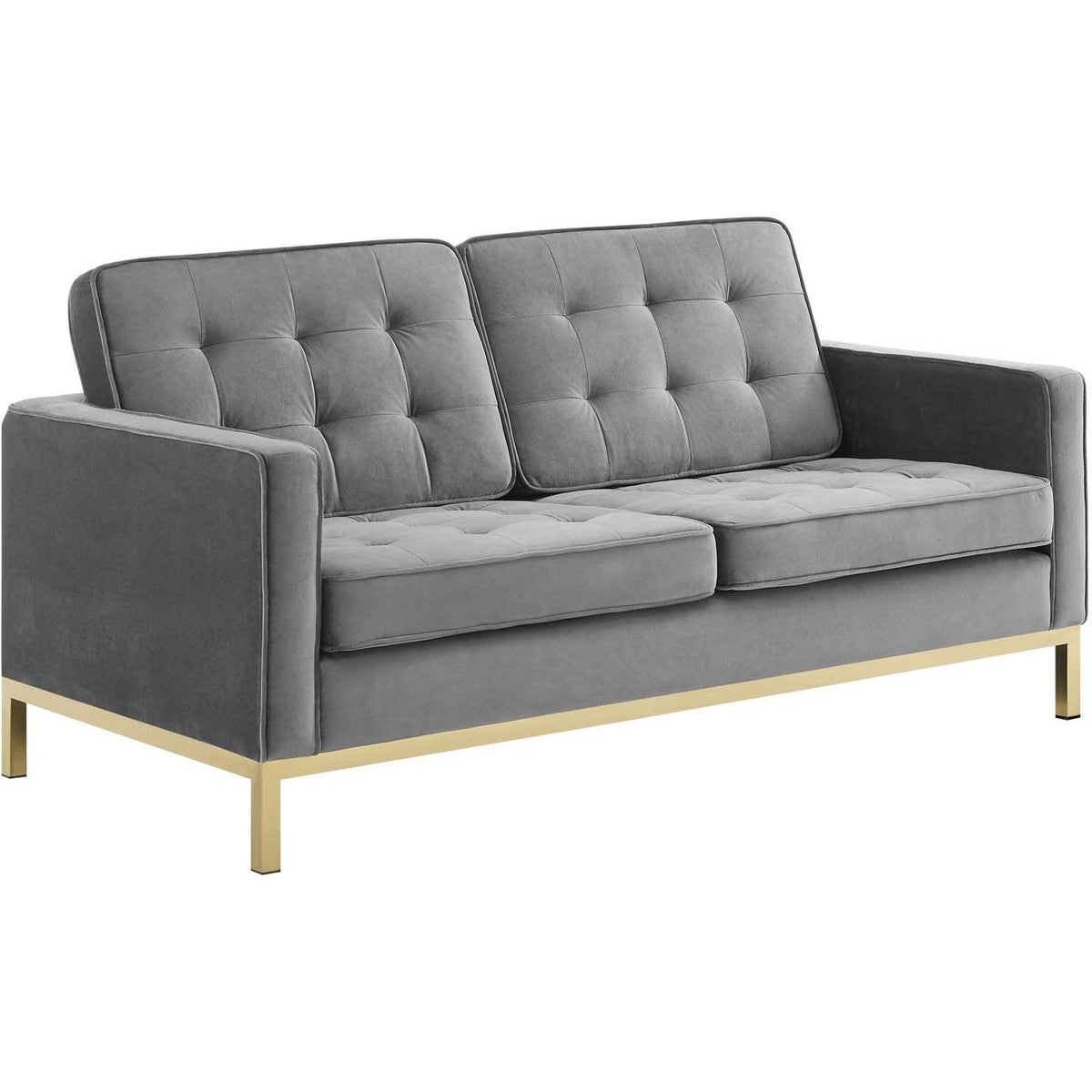 Gold Gray Velvet Loveseat I428