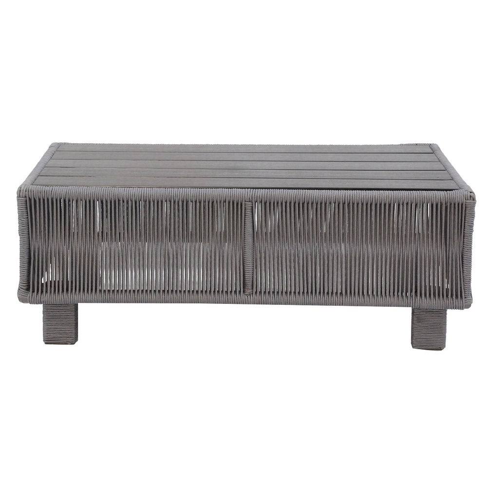 Grey Aluminum Roped Outdoor Patio Coffee Table Y179