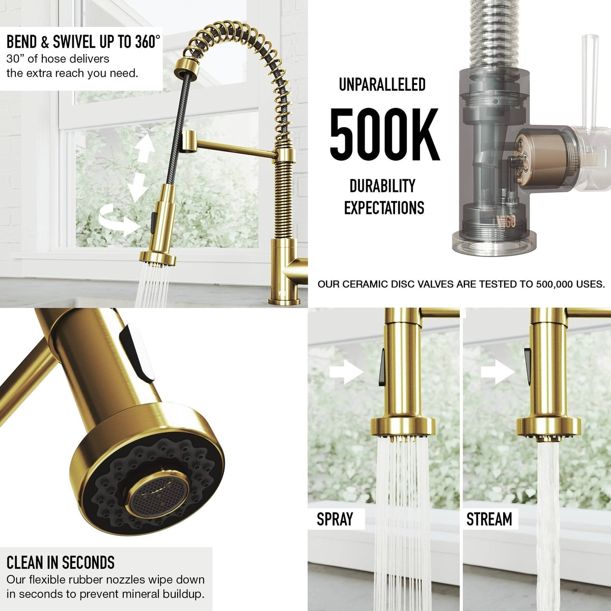 Matte Gold Pull-Down Kitchen Faucet with Soap Dispenser C332387