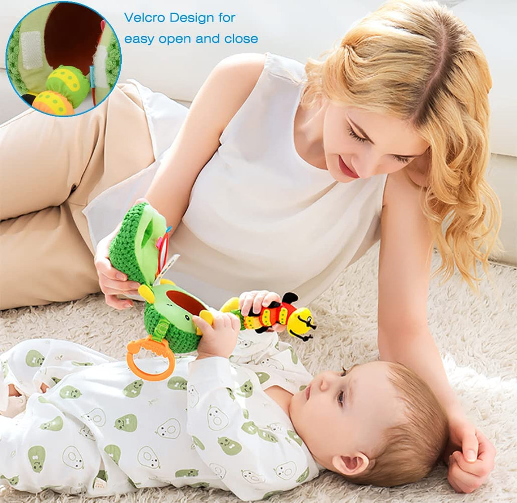 Clip on Stroller Toy with Mirror, Plush Bug Avocado Toy Q20985
