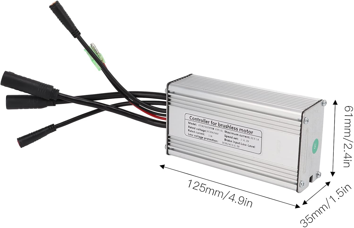 Motor Brushless Controller, 36V/48V 22A Waterproof Sine Wave Motor Controller for 500W Motor E-Bike G770010