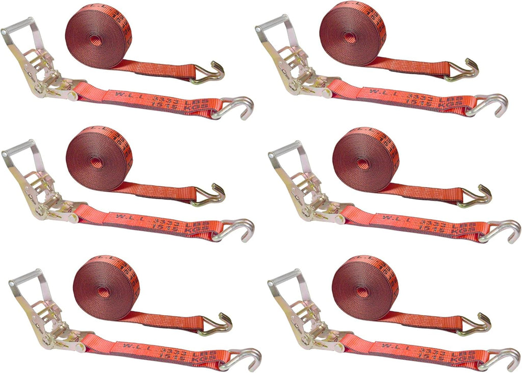 2” x 30’ Double Wire J Hook Ratchet Straps (Pink, 8 Pack) S2673