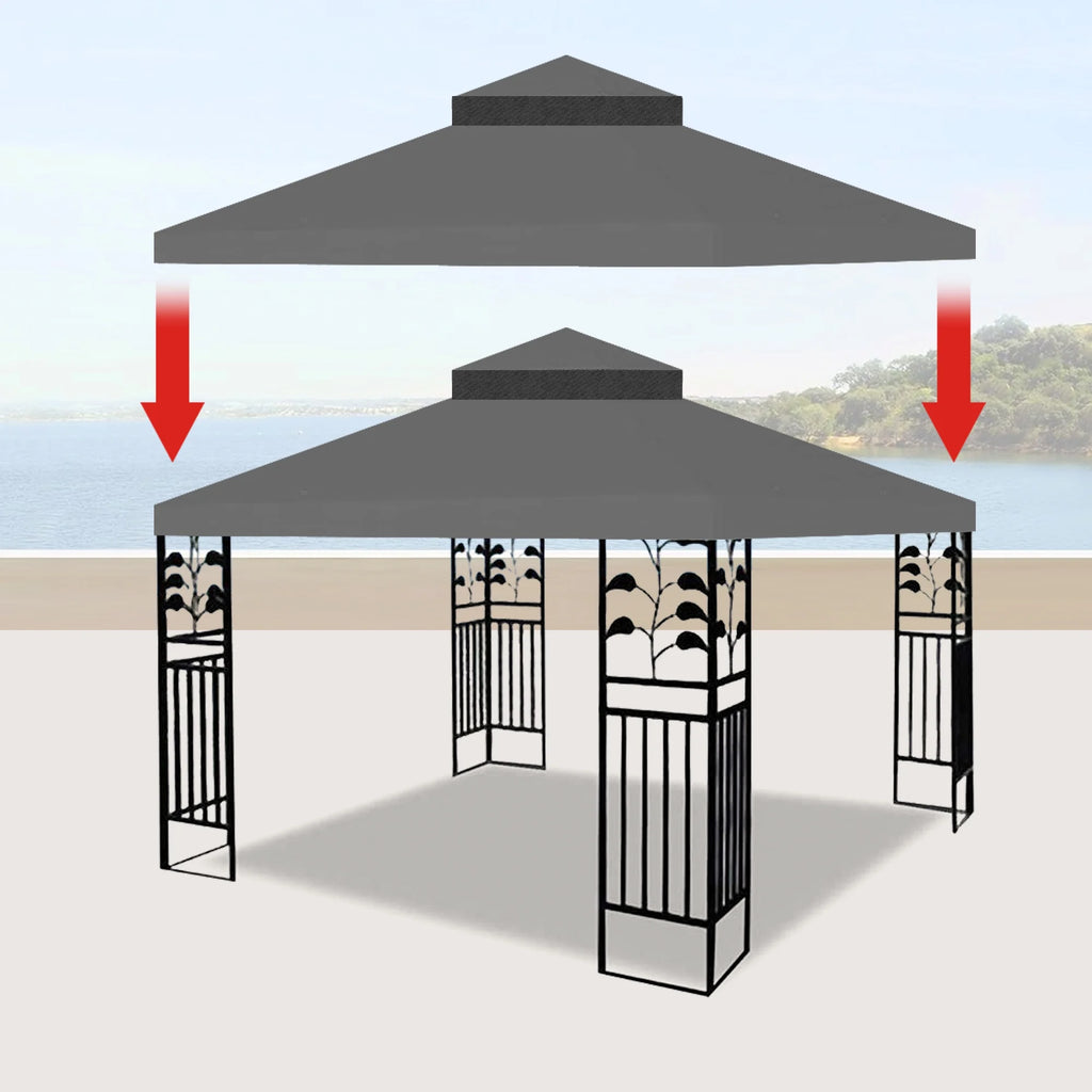 10x10 Ft Double Tiered Gazebo Replacement Canopy U888163