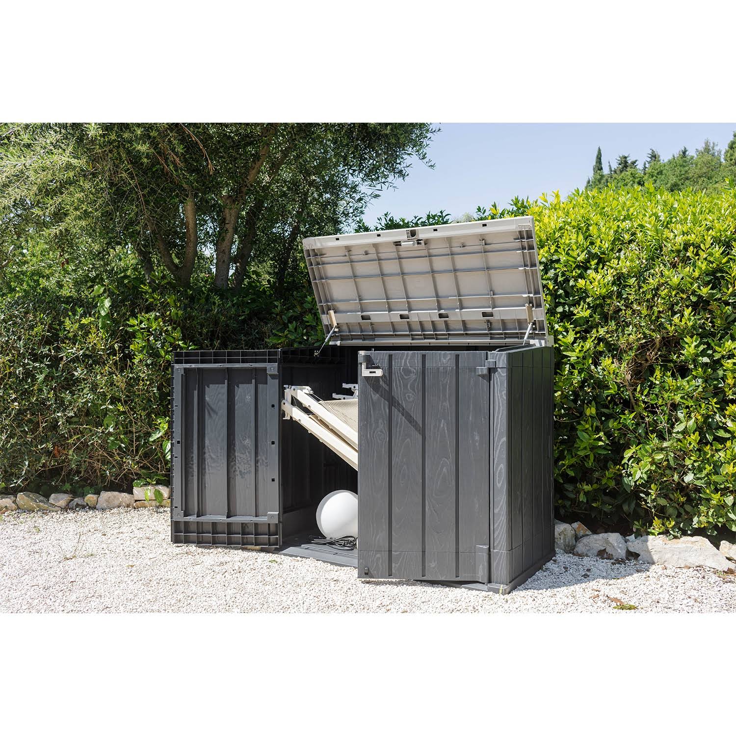 Black Weather Resistant Horizontal Storage Shed Cabinet I2103