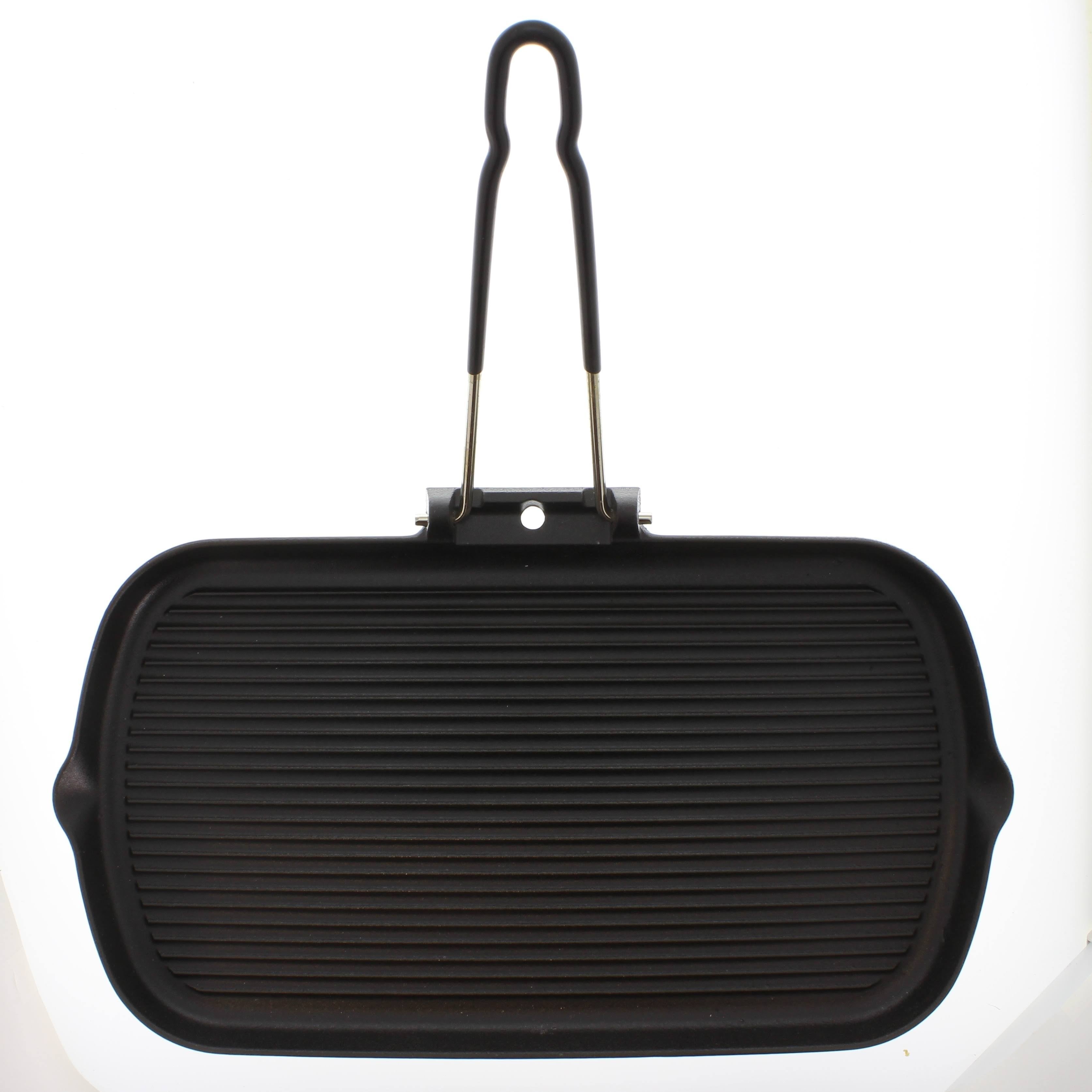 French Cast Iron Rectangular Grill with Folding Handle Z9358