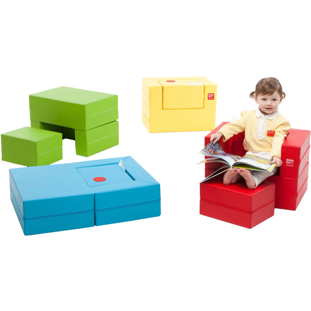 Red Transformable Play Sofa L126