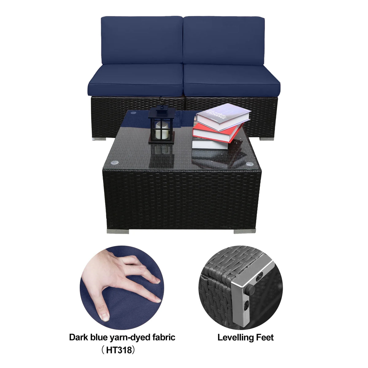Blue PE Rattan Sofa Set of 7 with Cushions U325768