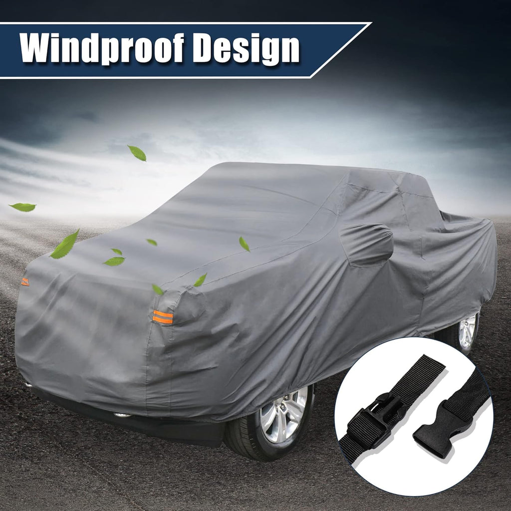 Gray PEVA Pickup Truck Car Cover with Driver Door Zipper E910313