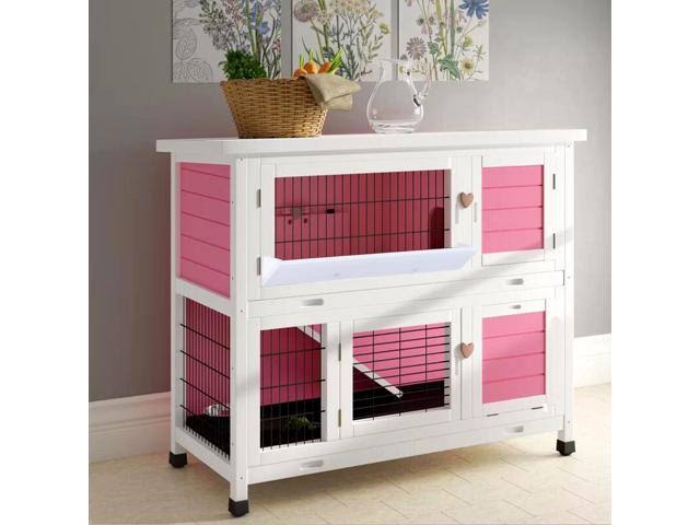 40x22 Wooden Rabbit Hutch Pet Cage Pink S4068