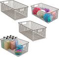 Farmhouse Metal Wire Bathroom Organizer Storage Bin Baskets - 4 Pack - Soft Brass M834
