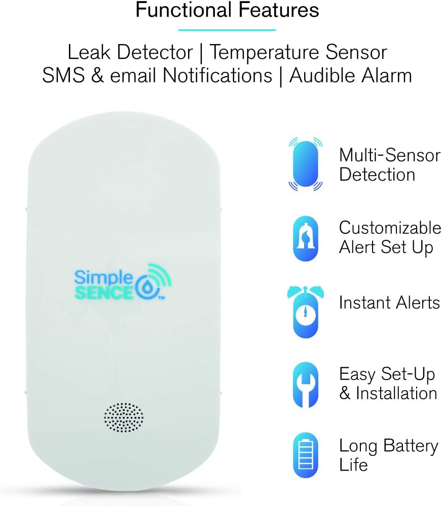 Smart WiFi Water Leak and Freeze Detector with Audible Alarm (1 Pack) B299