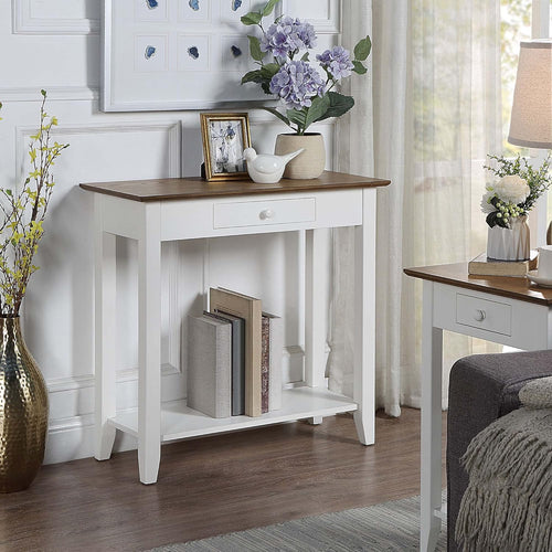 1-Drawer Hall Table with Shelf, Driftwood/White B239554